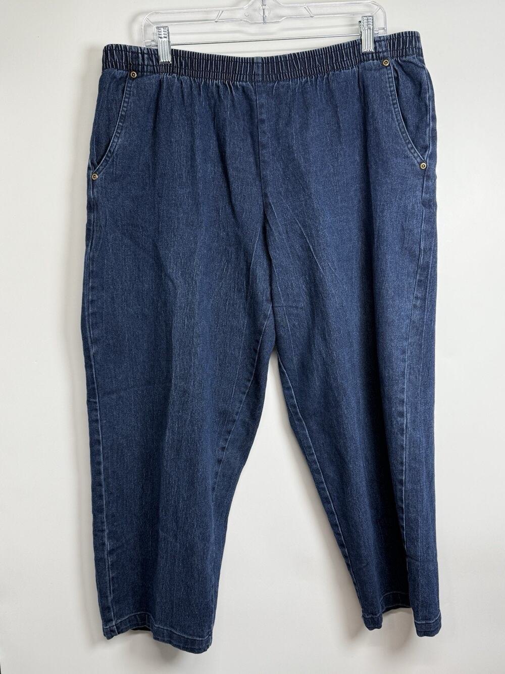 Hasting & Smith Denim Crop Pants Women Sz Large Elastic Waist